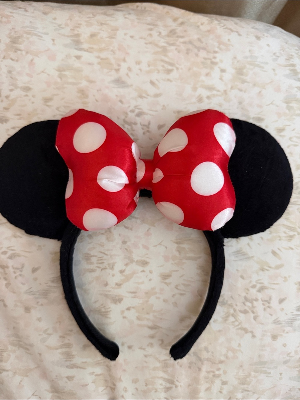 Disney Minnie Mouse Red & White Polka Dot Bow Ear Headband